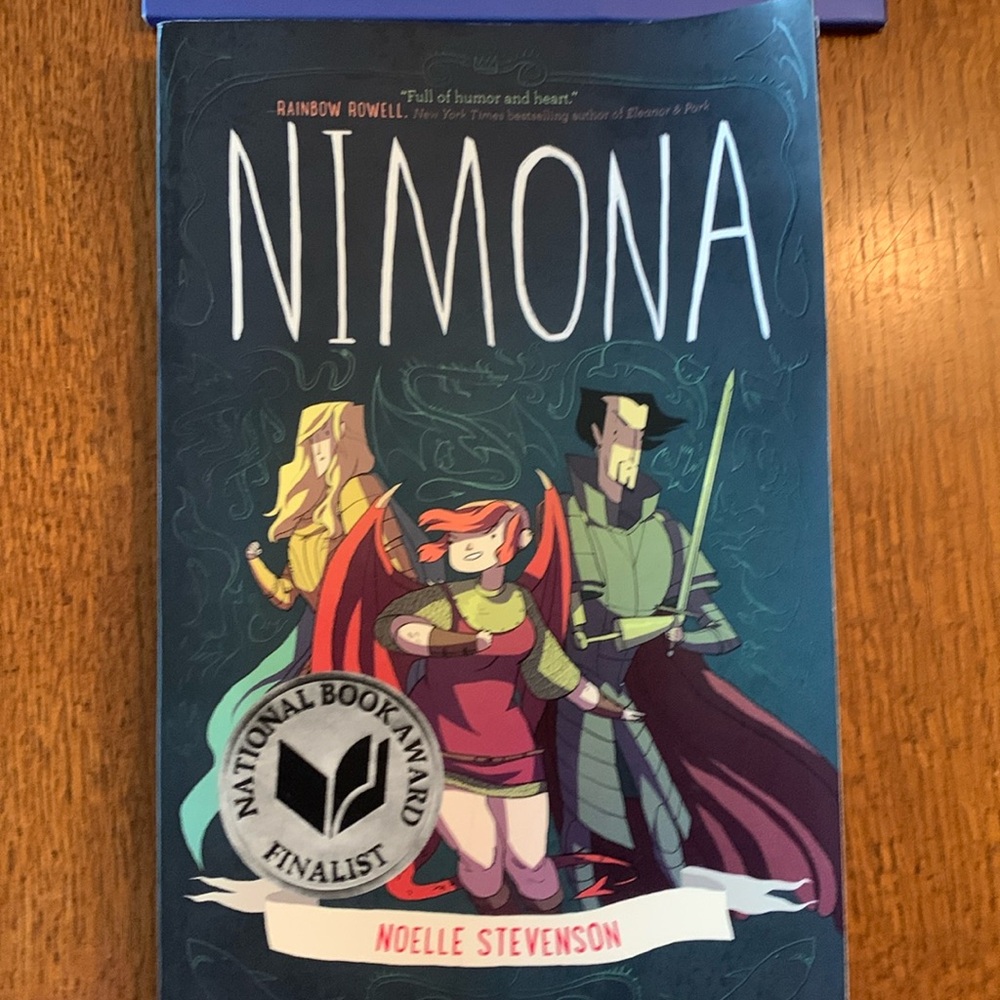 Nimona 262 page cartoon book plus a small R2-D2 3D wood model